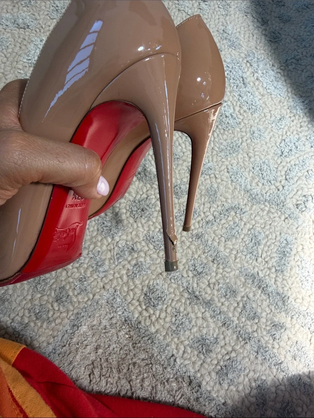 Christian Louboutin Nude Patent Pointed Pumps